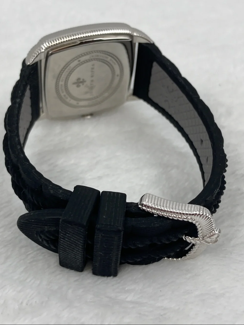 Judith Ripka Women’s Watch Mother of Pearl Dial with Black Silicone Band  9”